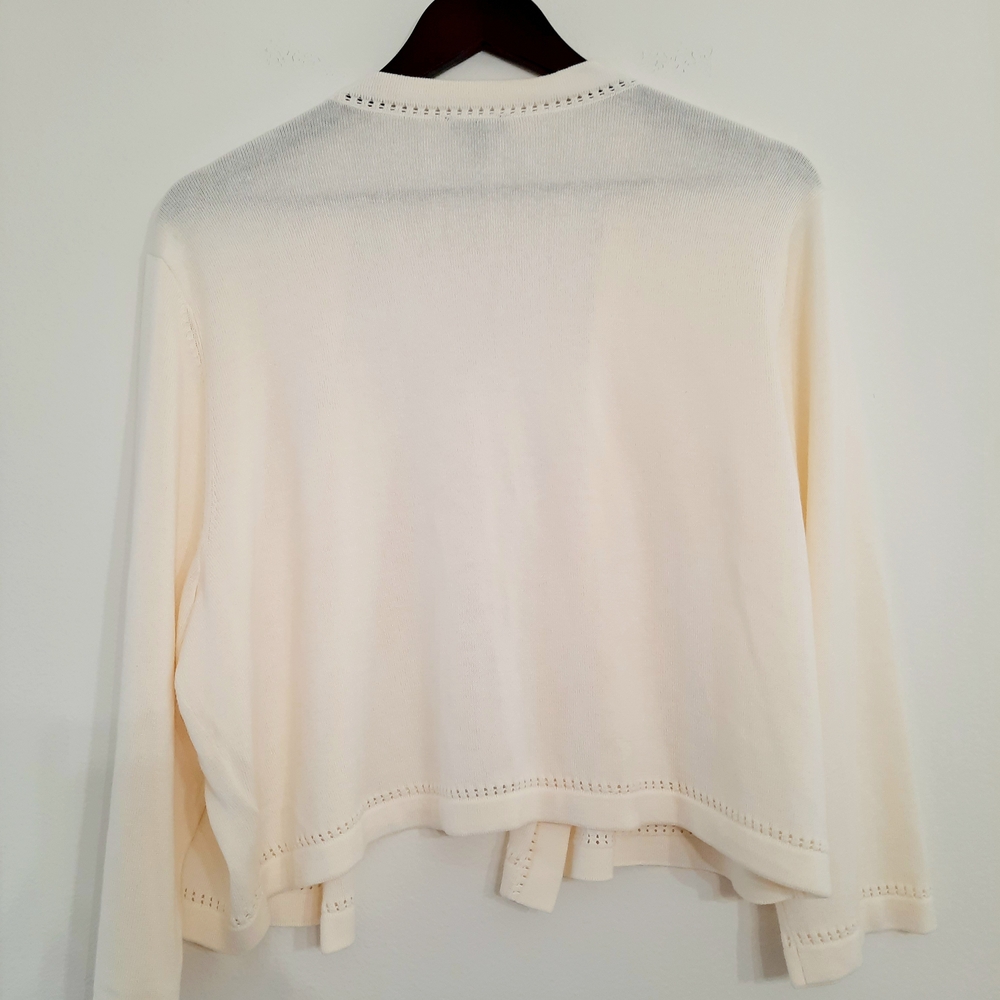 Talbots Scalloped knit ivory cotton blend dress shrug sweater 2X NWT - Picture 4 of 5